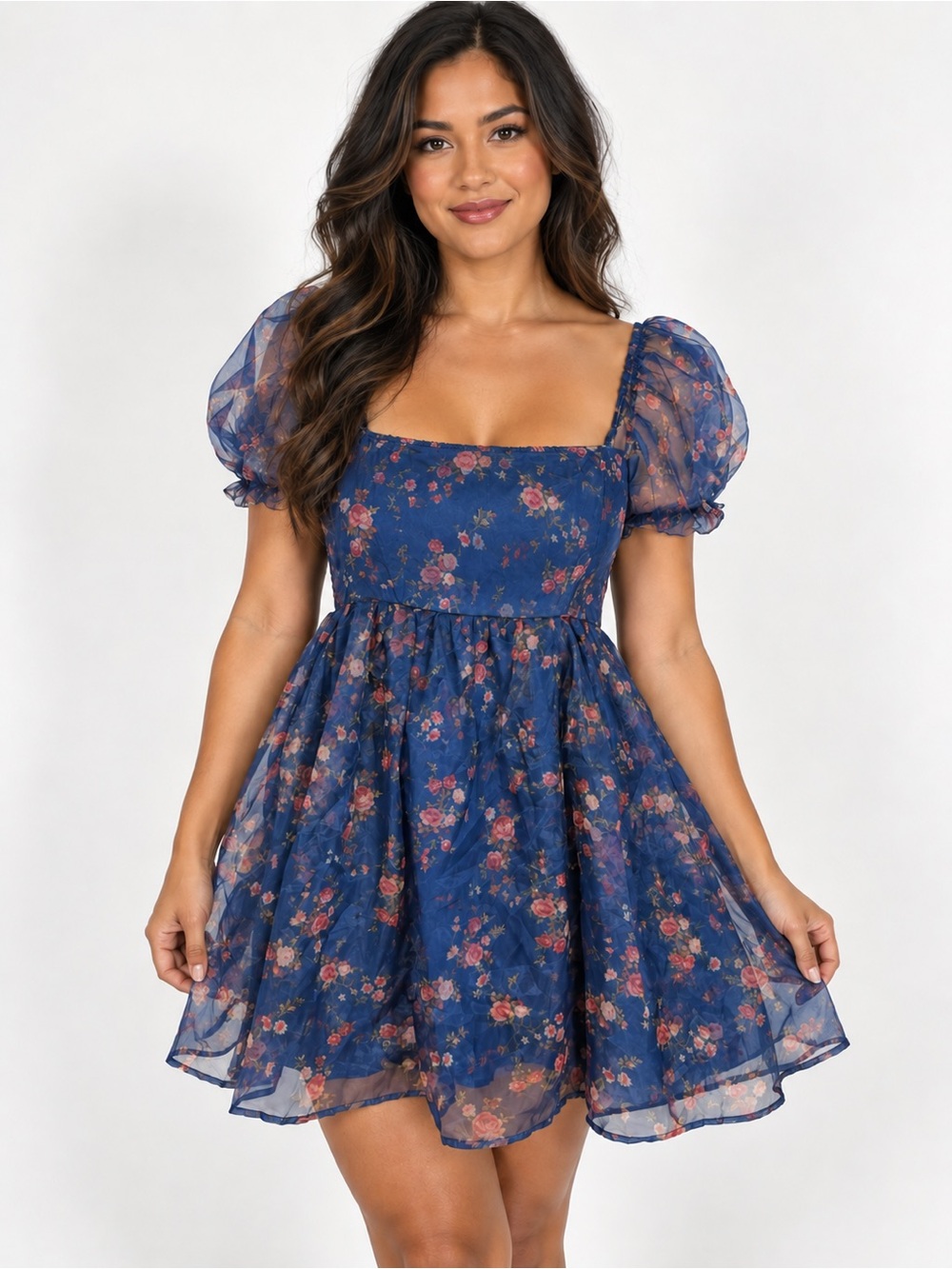 Altar'd State "Norah" Organza Babydoll Mini Dress
